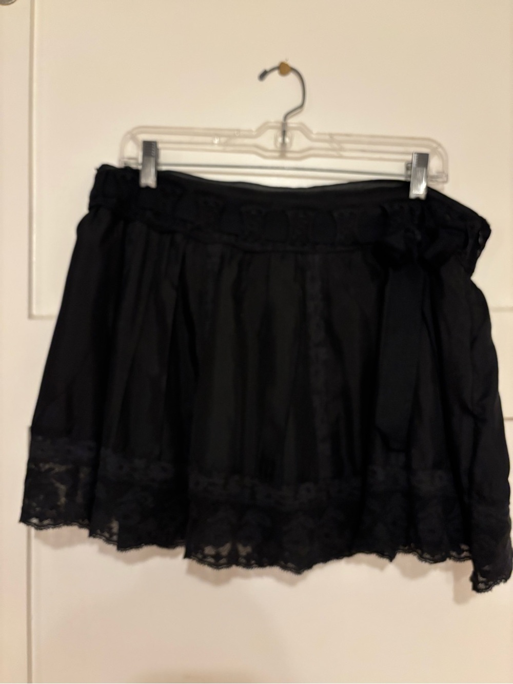 LoveShackFancy Matera Black Silk/Lace Skirt